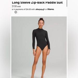 Lululemon Long Sleeve Zip-Back Paddle Suit navy blue